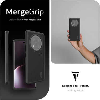 TUDIA MergeGrip Jet Black Case for Honor Magic 7 Lite 5G – Military Grade Protection, Raised Edge, Enhanced Grip (2025)

