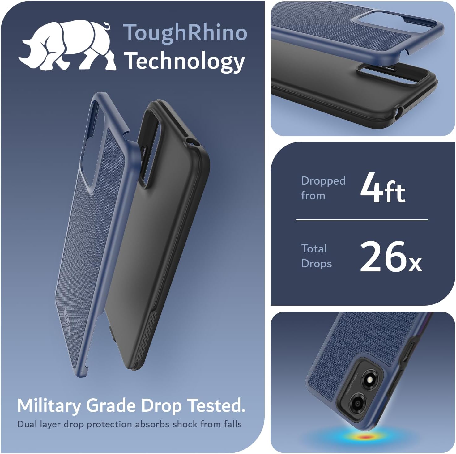 TUDIA MergeGrip rugged protective case for Motorola Moto E14, G04, G24, and G04s 5G with military-grade drop protection and anti-slip grip design