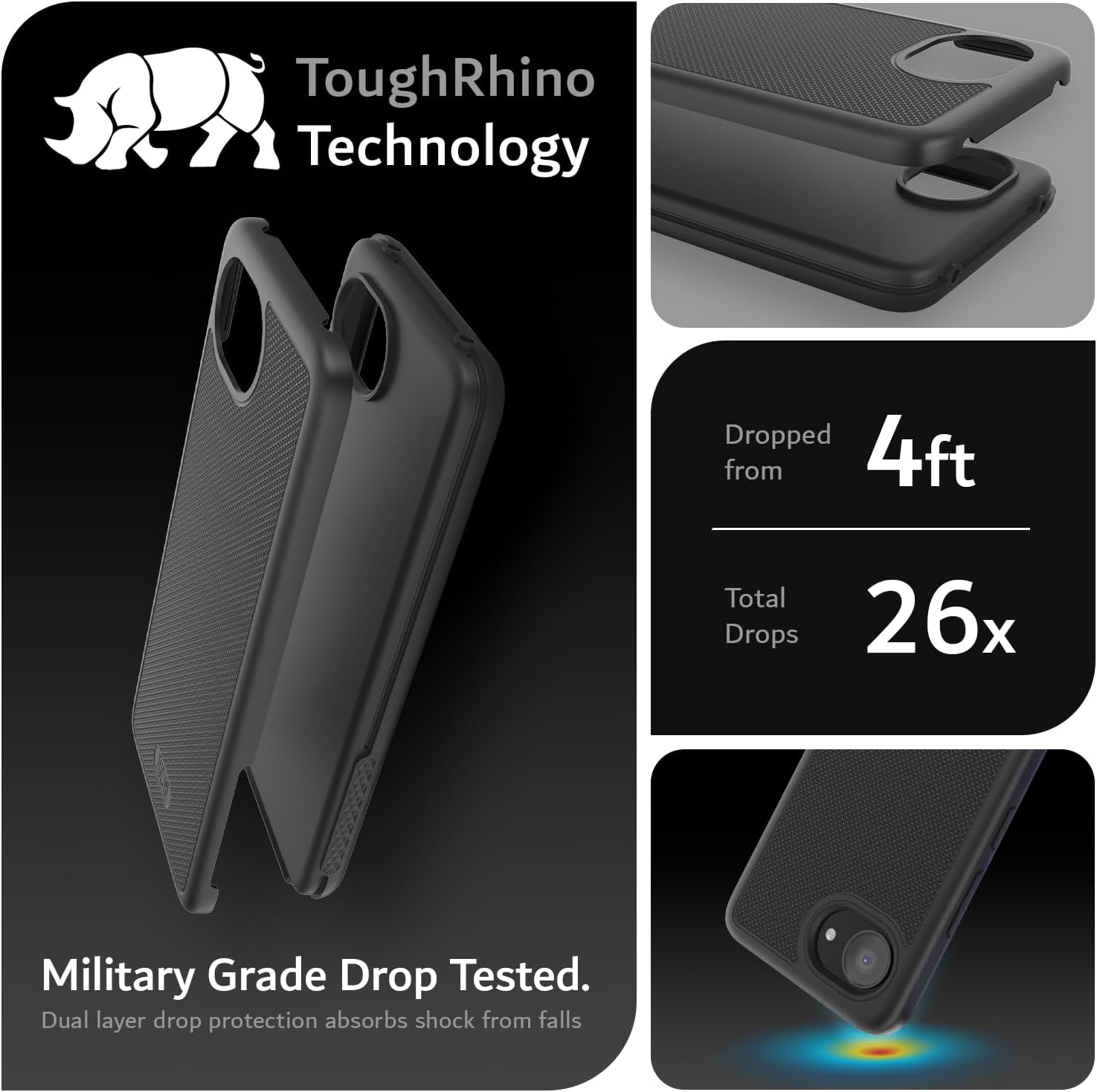 TUDIA MergeGrip heavy duty dual layer case for NUU X7 Plus with military-grade drop protection, shockproof rugged cover in black