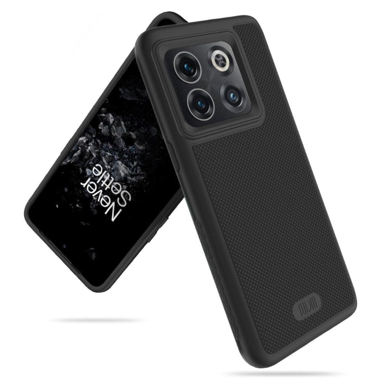 TUDIA MergeGrip Heavy Duty DualShield Case for OnePlus 10T 5G in Matte Black, featuring shockproof protection and enhanced grip