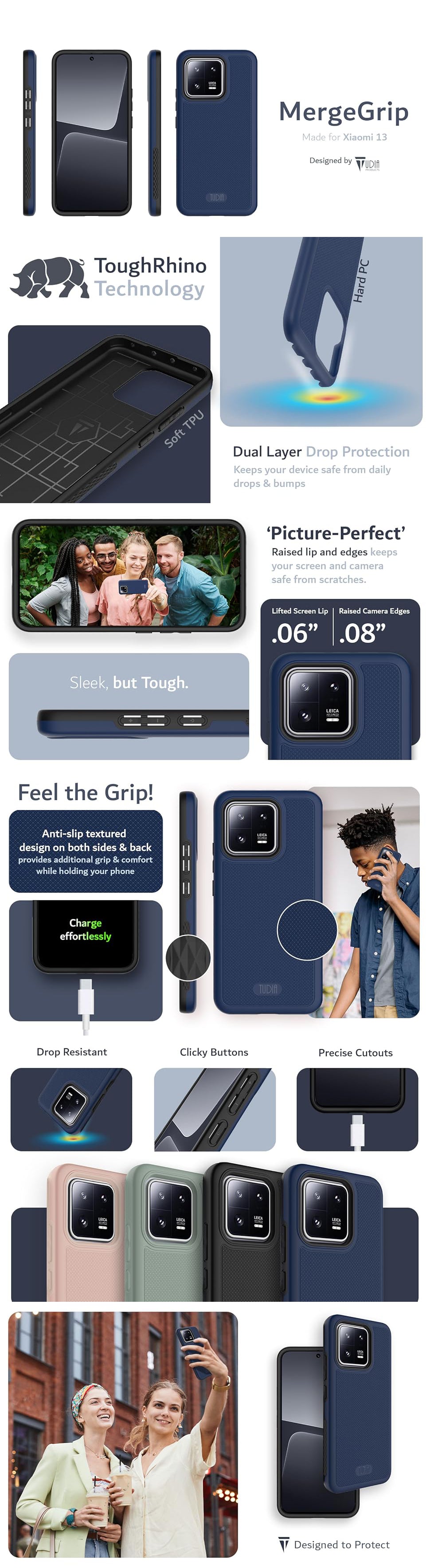 TUDIA MergeGrip Case for Xiaomi 13 – Shockproof, Slim, and Durable Dual Layer Protective Cover
