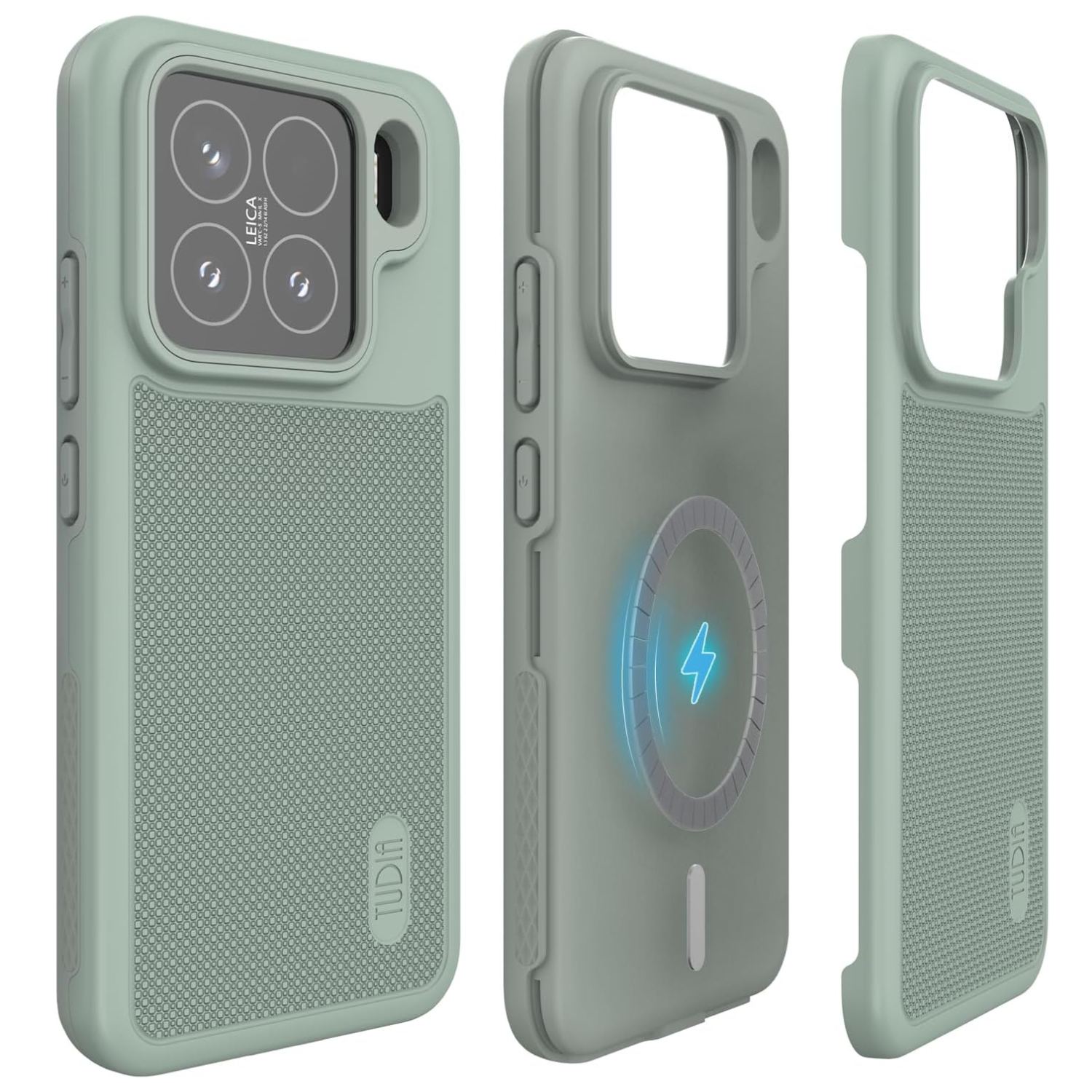 TUDIA MergeGrip Green Lily case for Xiaomi 15 5G – Military Grade, Raised Edge Protection, Enhanced Grip, Drop Tested (2025)

