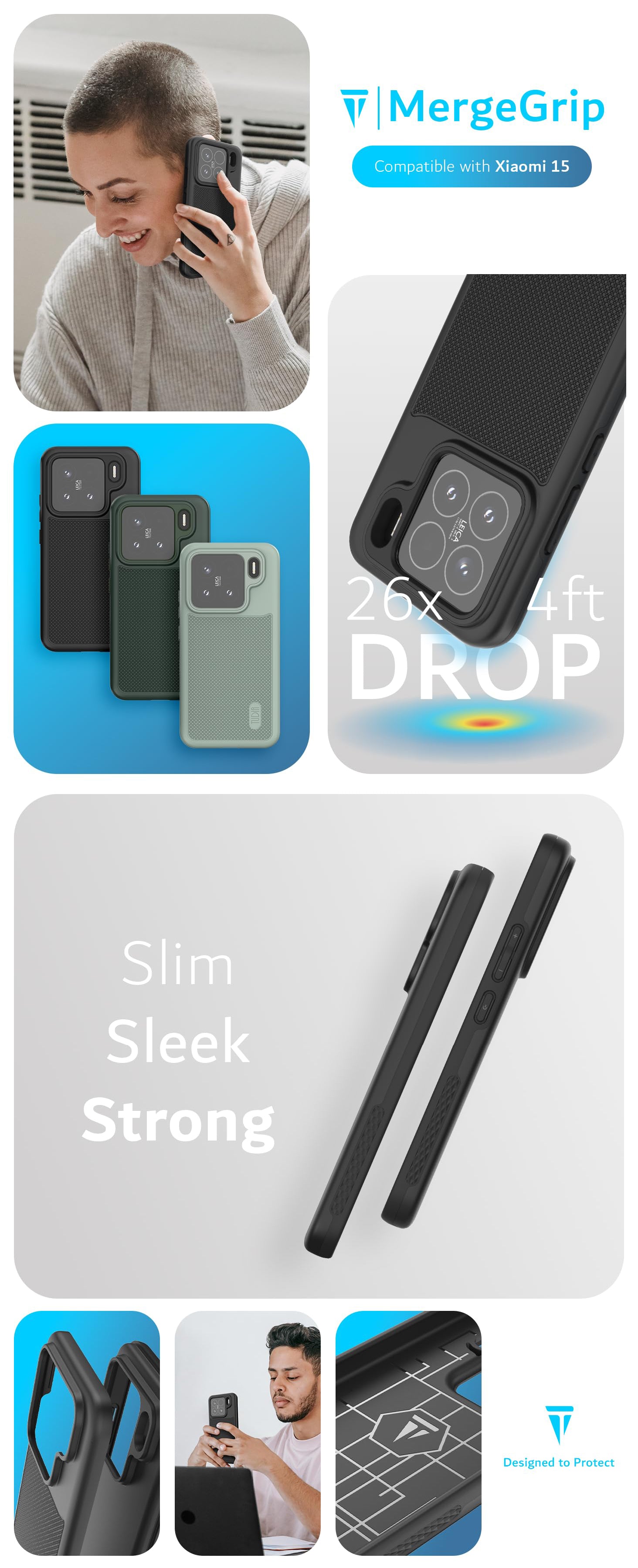 TUDIA MergeGrip Case for Xiaomi 15 – Slim, Durable, and Shockproof Dual Layer Protection