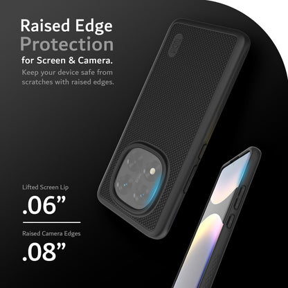 TUDIA MergeGrip heavy duty phone case for Xiaomi Redmi Note 14 Pro Plus 5G (2025) featuring slim dual-layer protection, textured grip, and raised edges for screen and camera defense