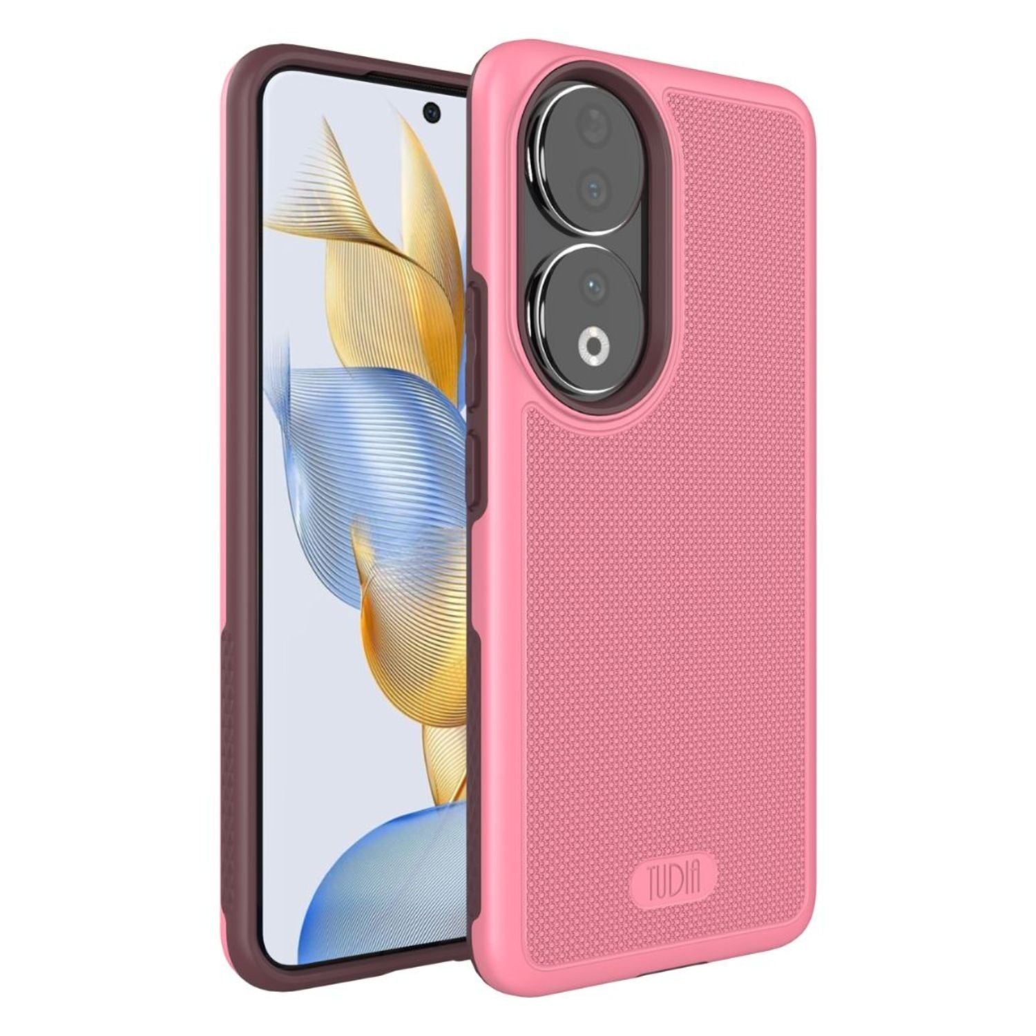 TUDIA MergeGrip Heavy Duty DualShield Case for Honor 90 in Smokey Pink, offering rugged and durable protection with a non-slip grip