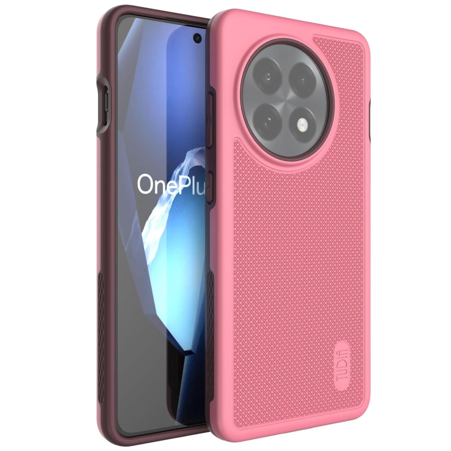 TUDIA Smokey Pink MergeGrip Case for OnePlus 13R 5G (2025) with Military Grade Drop Protection and Raised Edges

