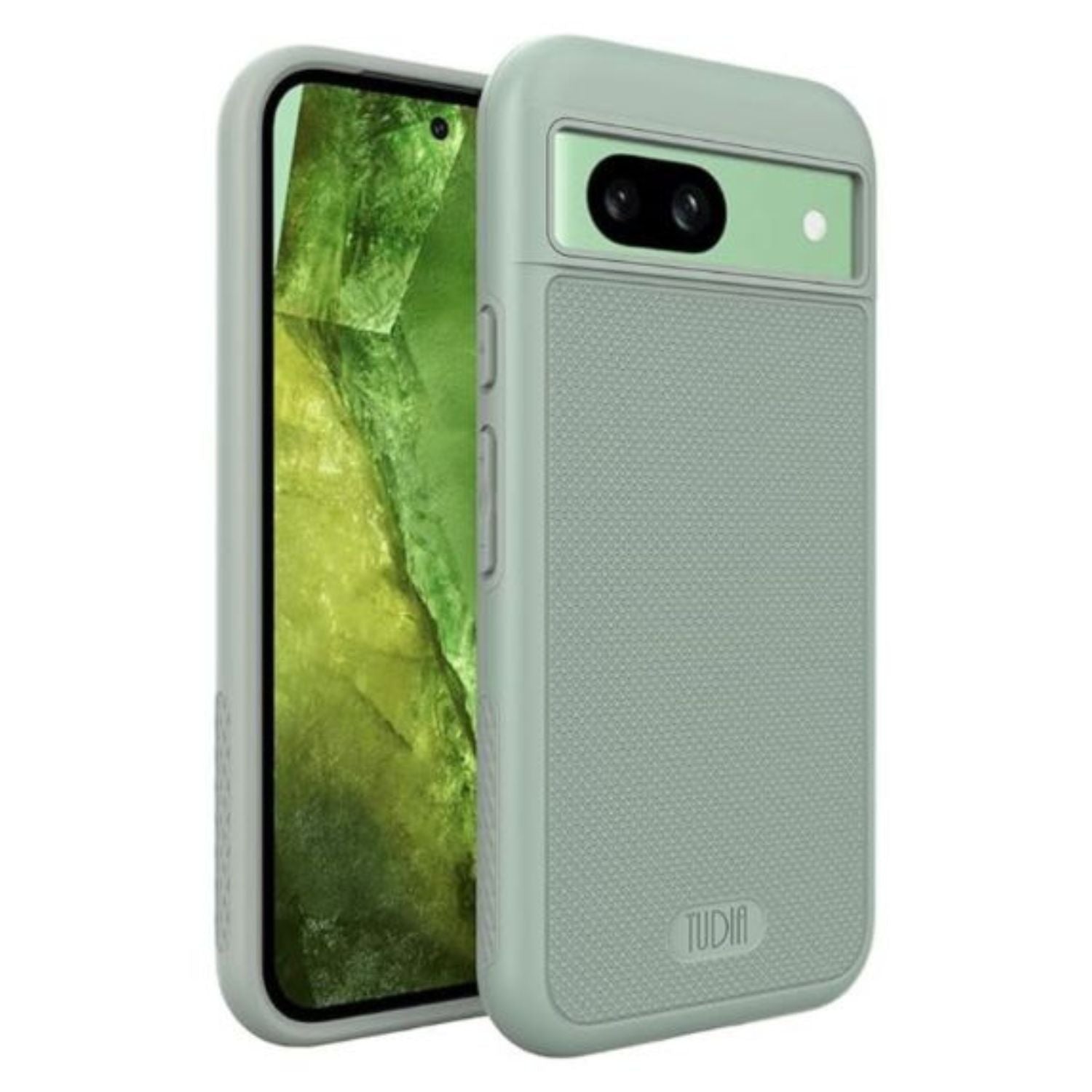  TUDIA MergeGrip green lily case for Google Pixel 8a, MagSafe compatible with built-in magnet, slim and shockproof design.