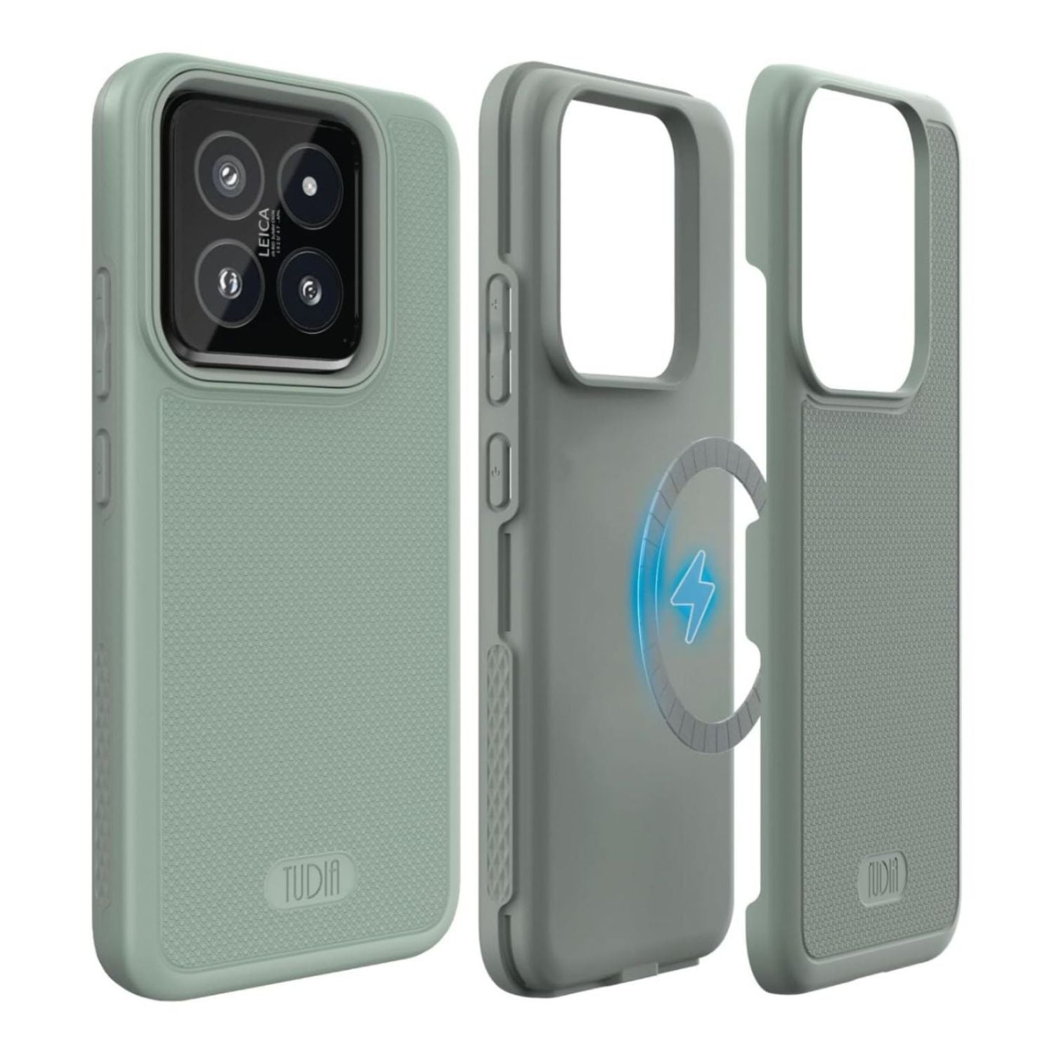 TUDIA MergeGrip MagSafe case for Xiaomi 14 5G (2024) in Green Lily – heavy-duty shockproof protection with MagSafe compatibility