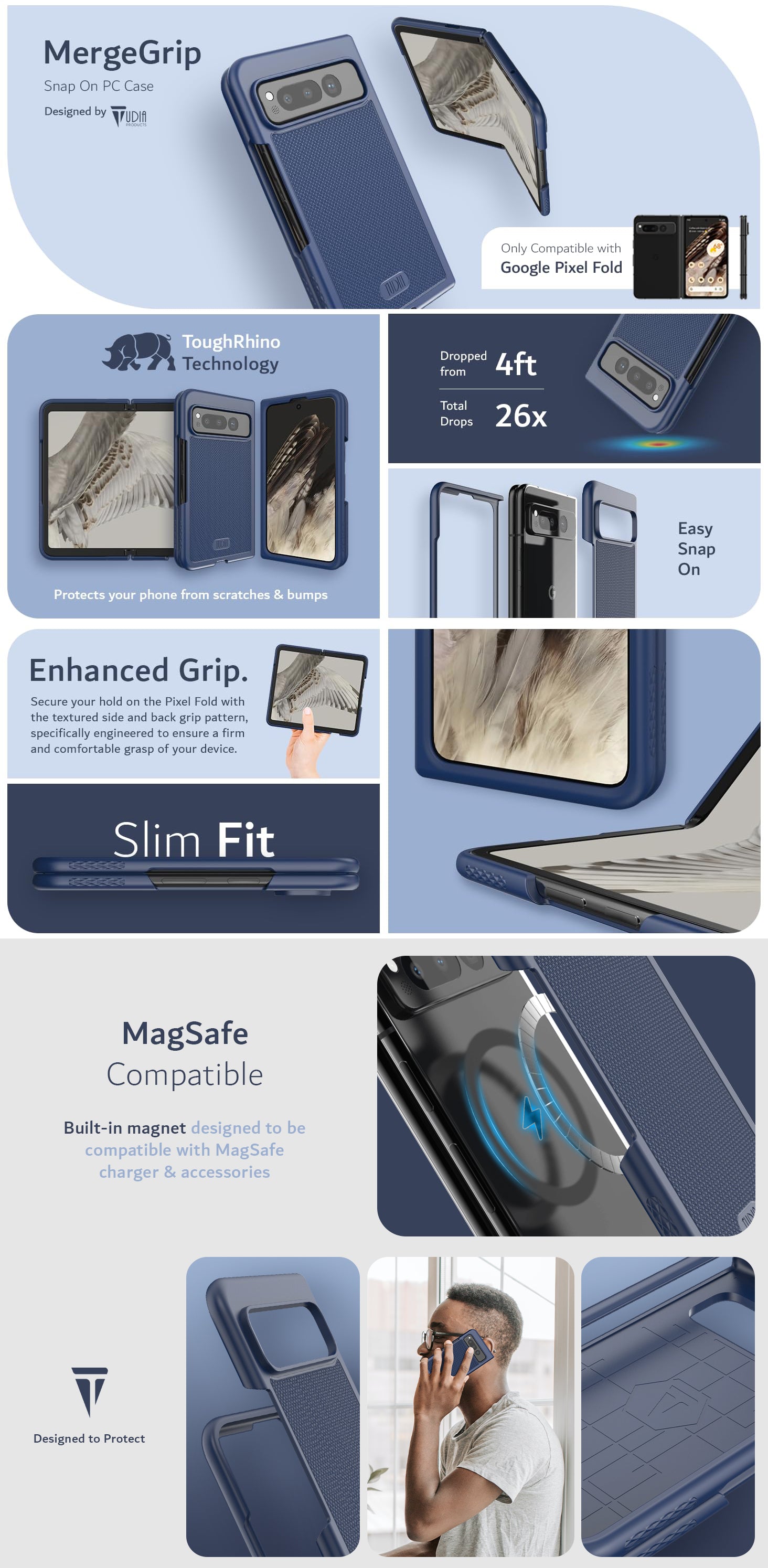 TUDIA MergeGrip Snap On PC Case – Slim, Lightweight, and Protective Smartphone Cover