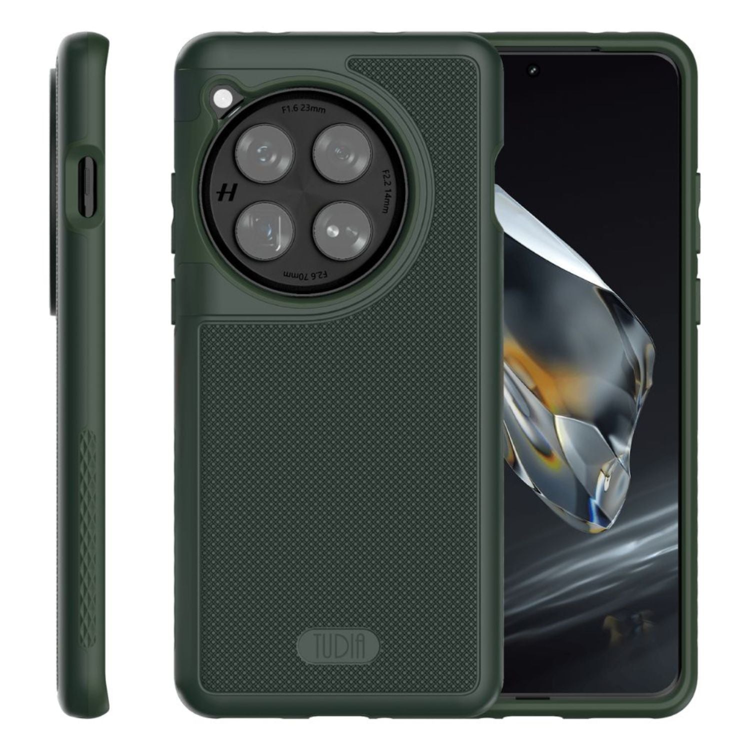 TUDIA MergeGrip MagSafe Compatible Case for OnePlus 12 in Pine Green with Built-In Magnet, Shockproof and Slim Design