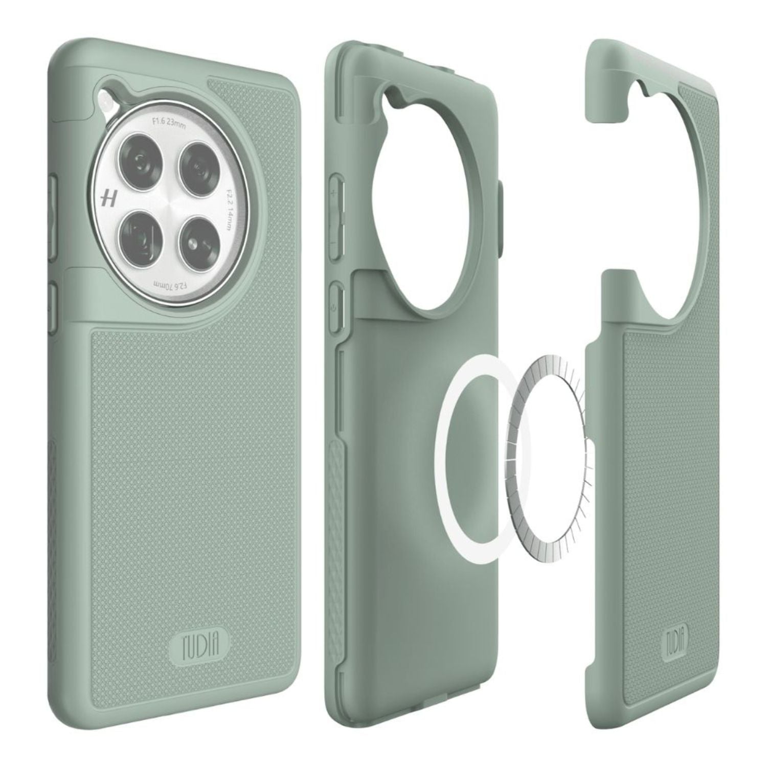 TUDIA MergeGrip MagSafe Compatible Case for OnePlus 12 in Green Lily with Built-In Magnet, Shockproof and Slim Design