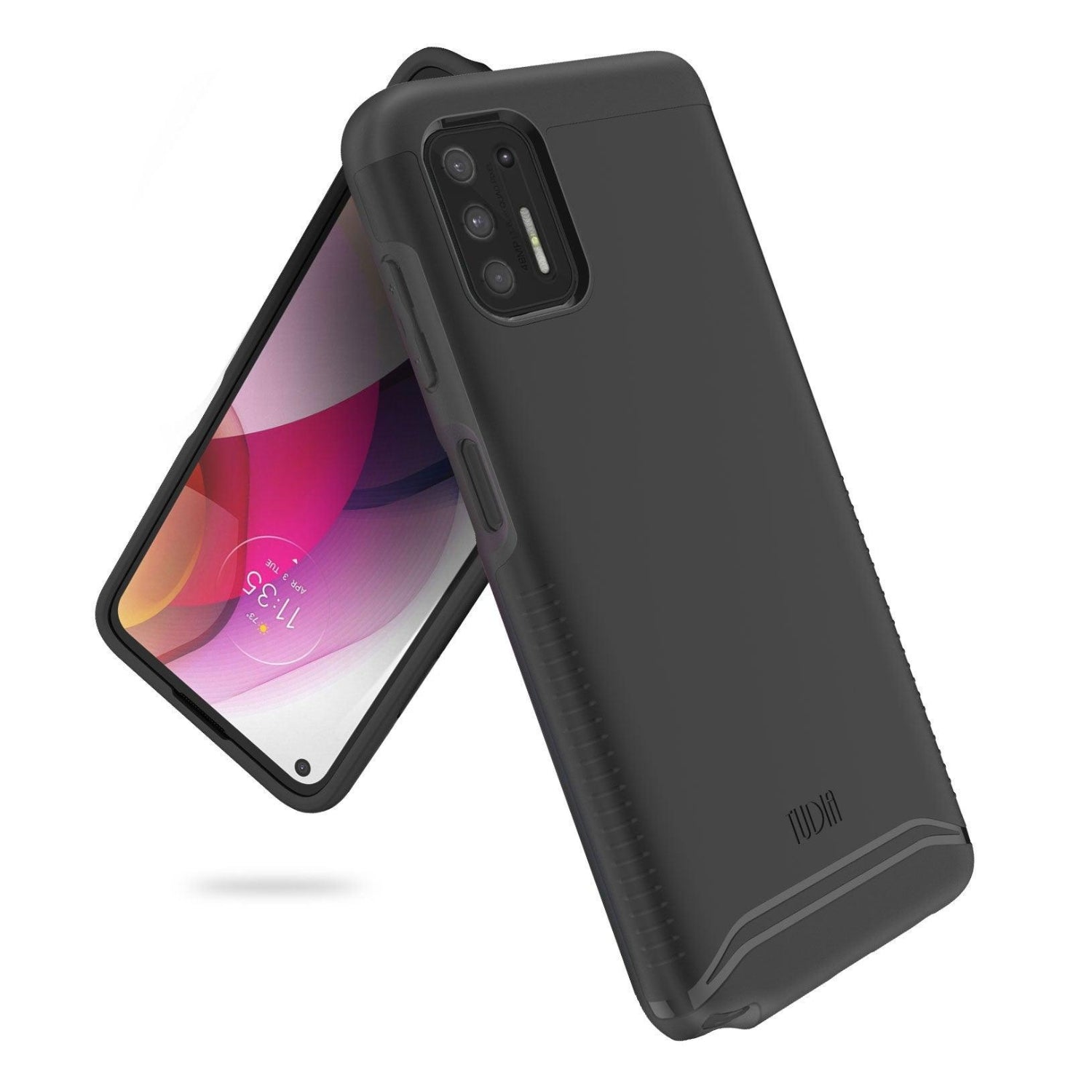 TUDIA Merge heavy-duty dual-layer case for Motorola Moto G Stylus (2021) 4G in matte black, offering rugged protection
