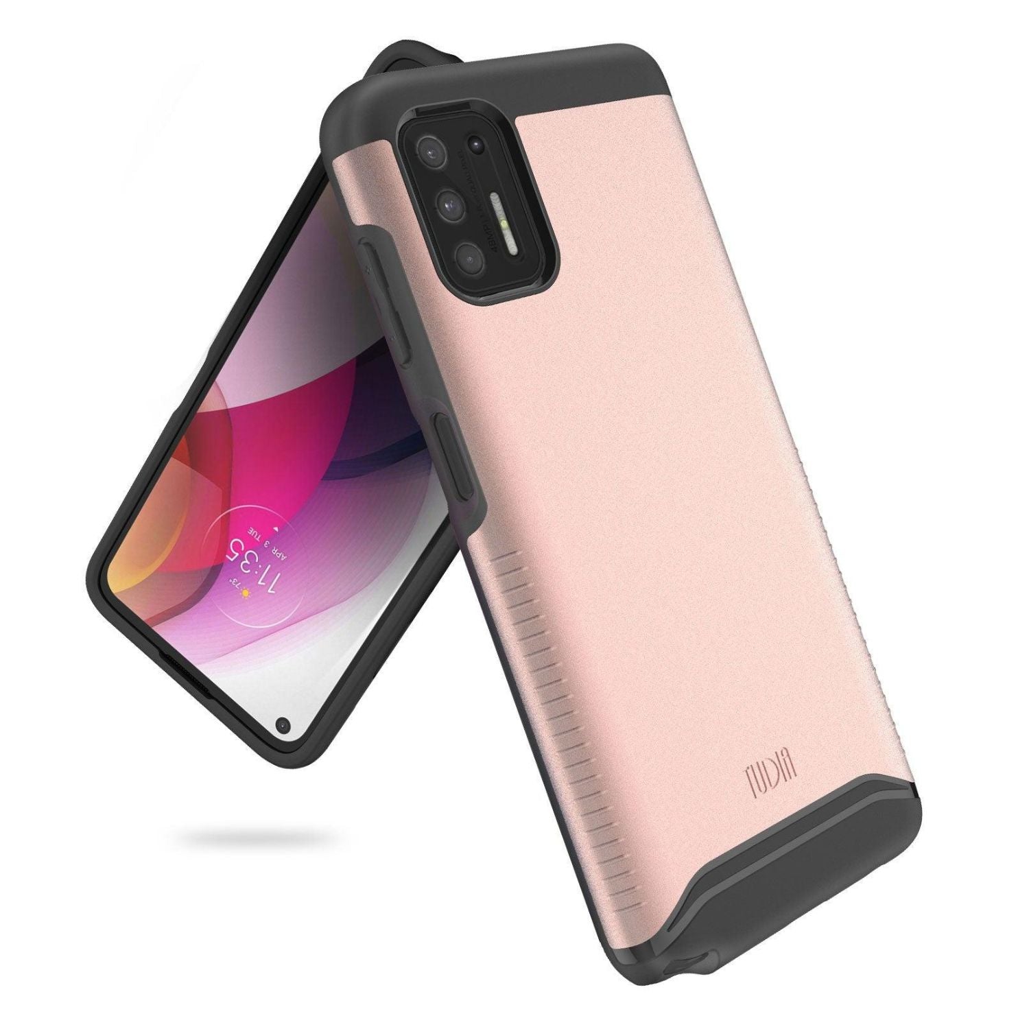 TUDIA Merge heavy-duty dual-layer case for Moto G Stylus (2021) 4G in rose gold, providing durable protection and a sleek design
