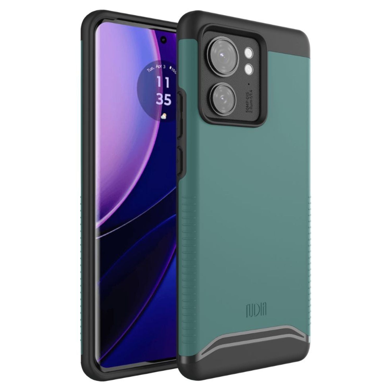TUDIA Merge Heavy Duty Dual-Layer Case for Motorola Edge (2023) / Edge 40 in Hunter Green, featuring rugged protection and a slim design