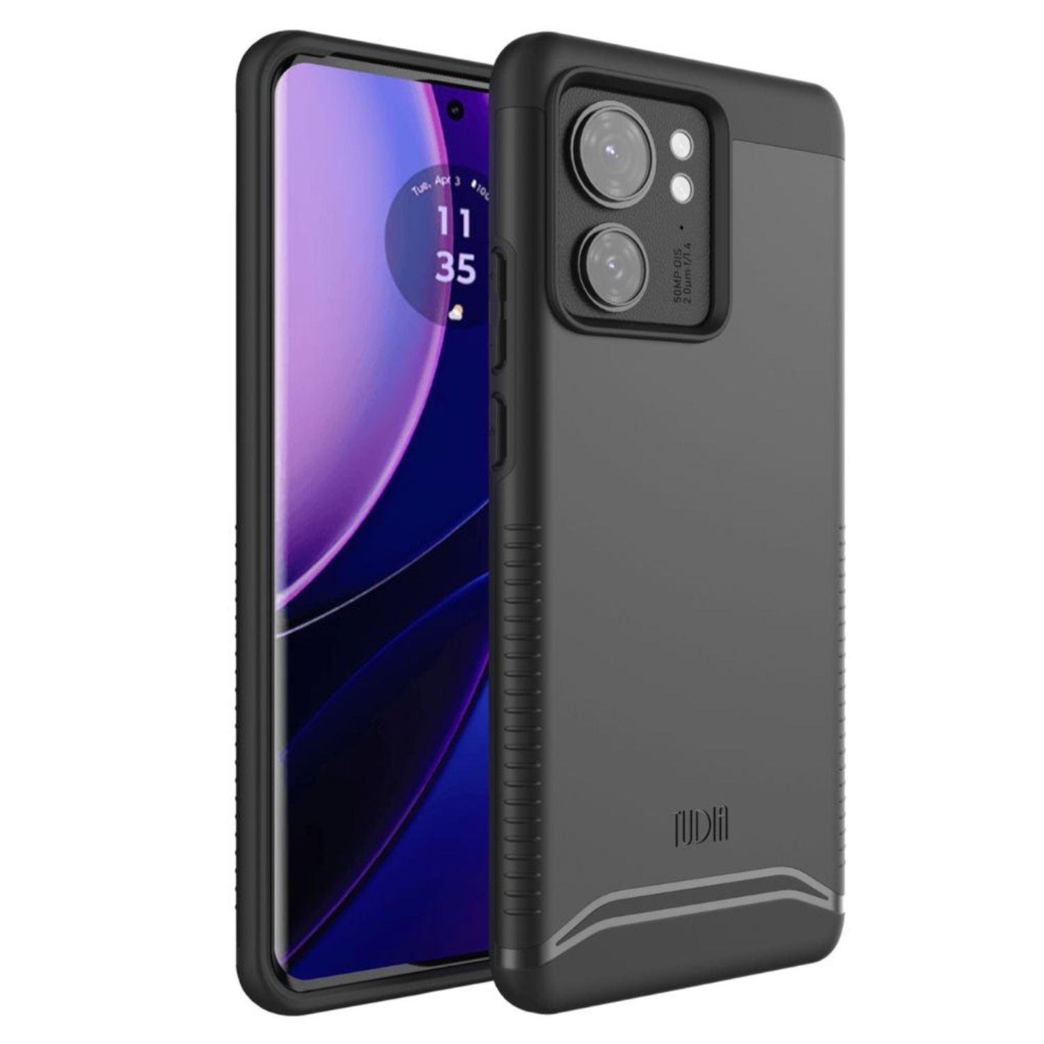 TUDIA Merge Heavy Duty Dual-Layer Case for Motorola Edge (2023) / Edge 40 in Matte Black, featuring rugged protection and a slim design