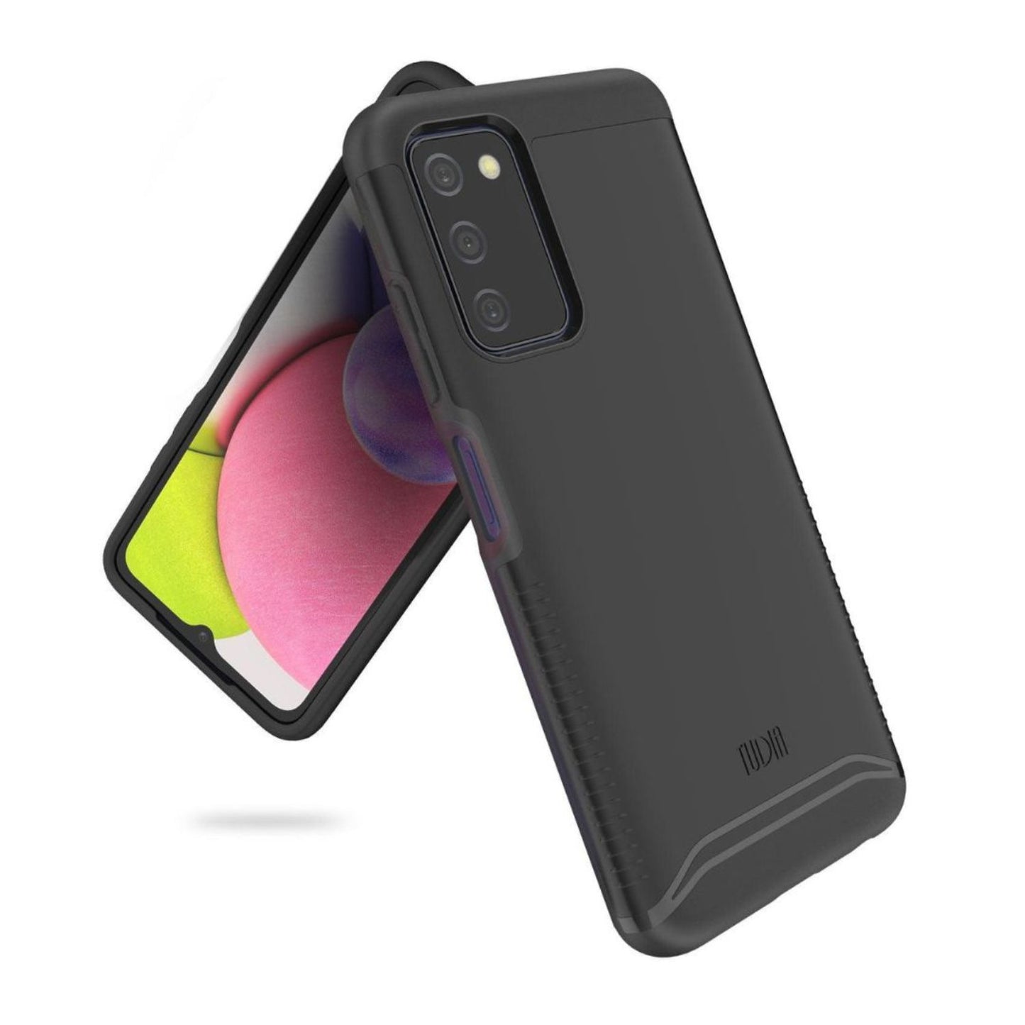 TUDIA Merge Heavy Duty Dual-Layer Case for Samsung Galaxy A03S in Matte Black, providing shockproof protection