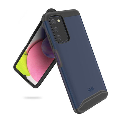 TUDIA Merge heavy-duty dual-layer case for Samsung Galaxy A03S in Indigo Blue, offering rugged protection and a sleek design