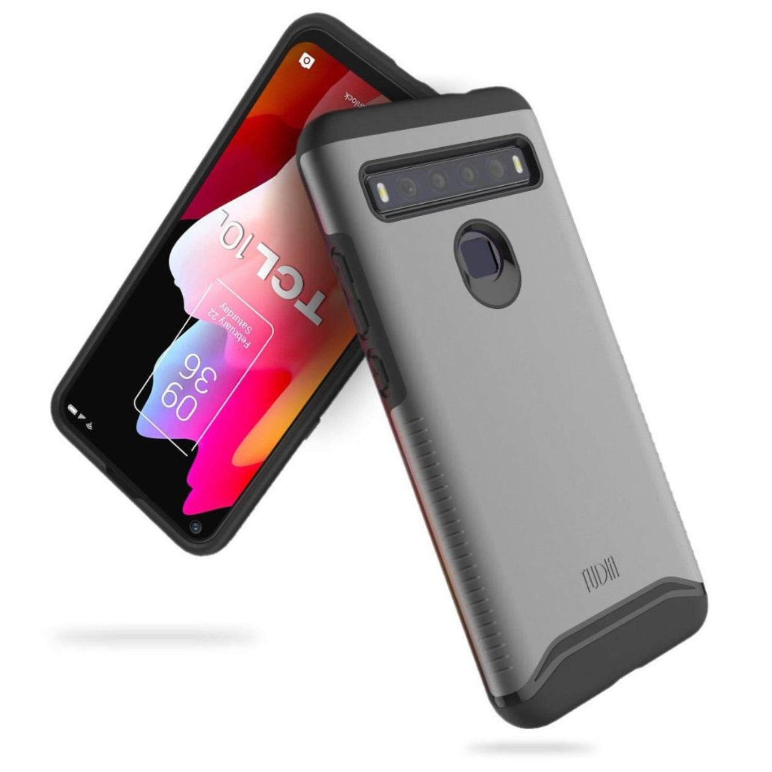 TUDIA Merge Heavy Duty Dual-Layer Case for TCL 10L / TCL 10 Lite in Metallic Slate – Rugged and Protective Cover