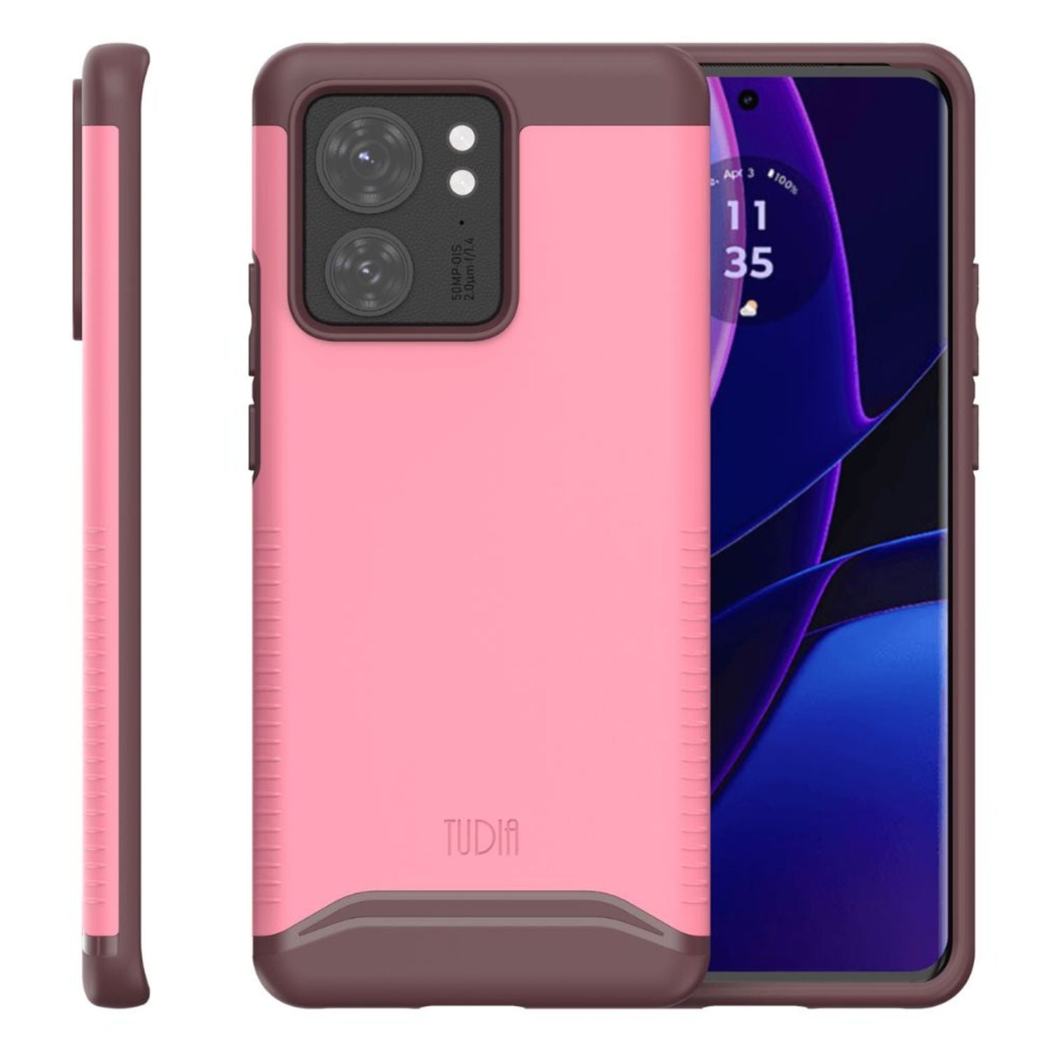 TUDIA Merge MagSafe Compatible Case for Motorola Edge (2023) / Edge 40 in Smokey Pink with Built-In Magnet for Wireless Charging
