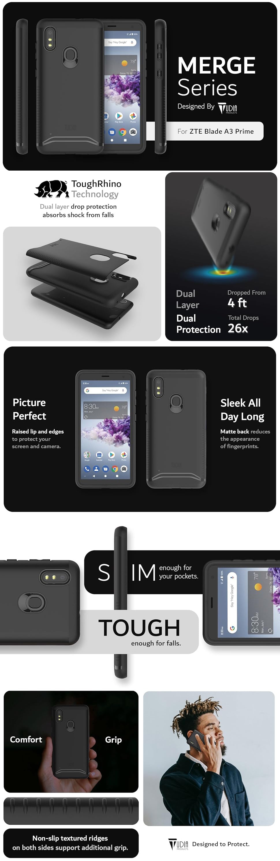 Merge Series Case for ZTE Blade A3 Prime – Dual Layer, Shockproof, and Durable Protection - TUDIA Products