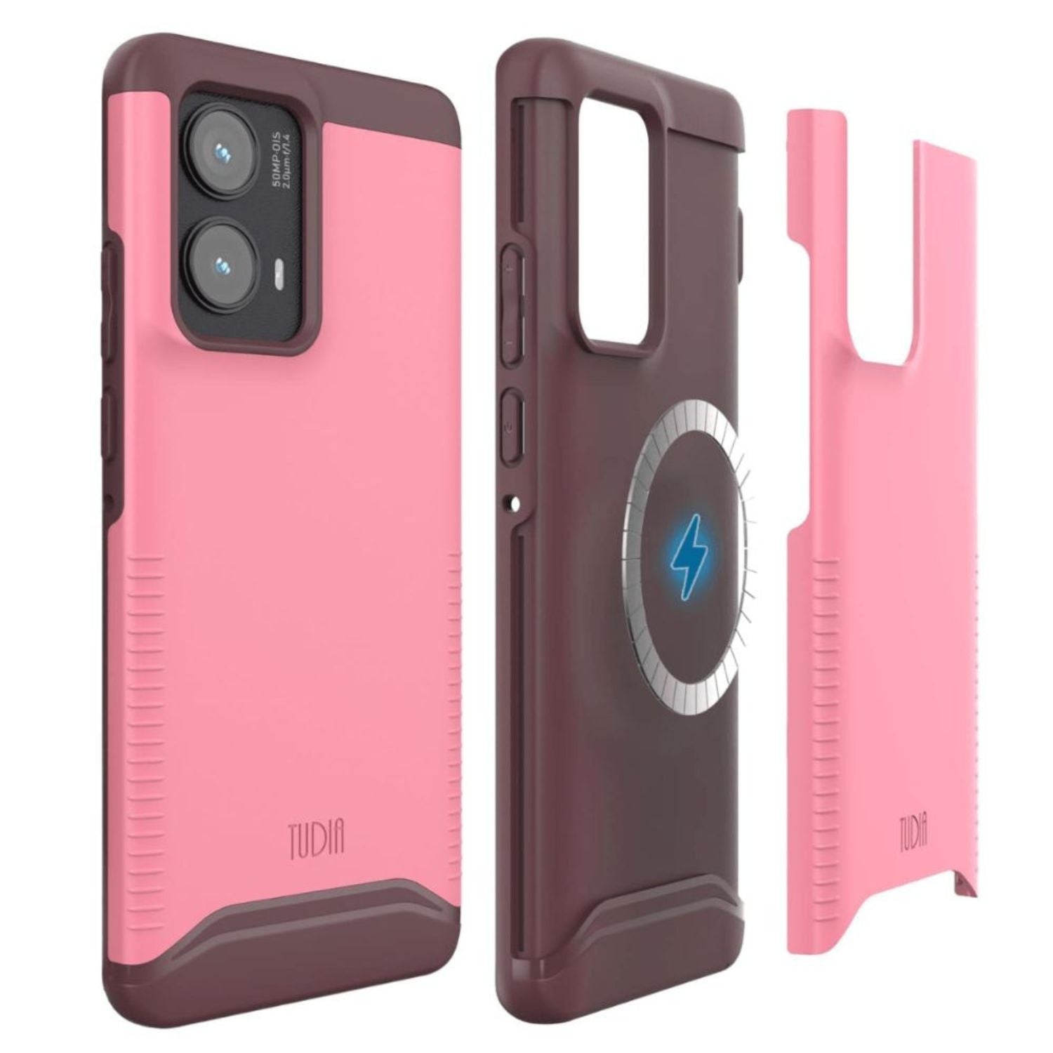 MERGE Heavy Duty Dual Layer Case for Motorola Edge 2024 - MagSafe Compatible for Secure Protection - Smokey Pink