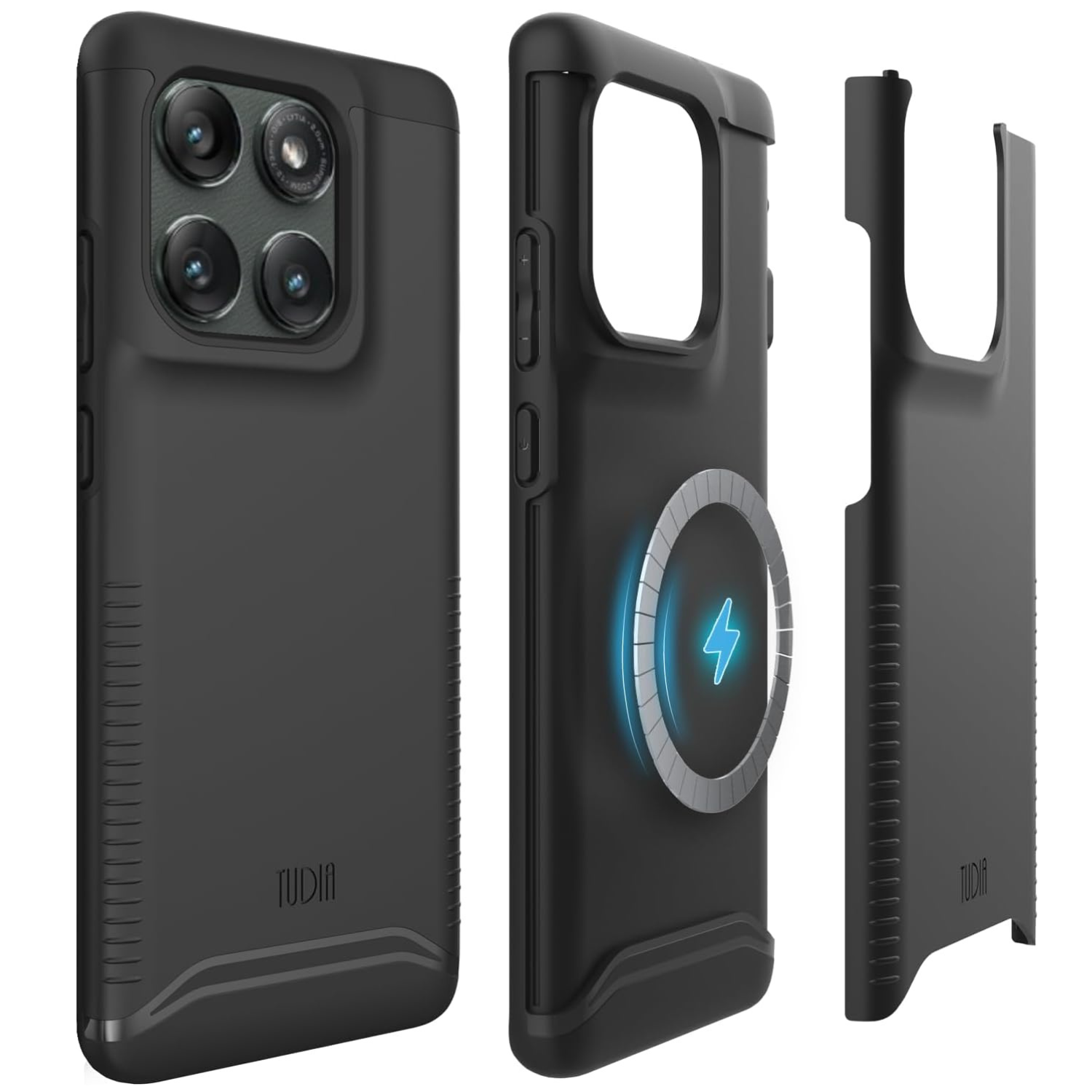 TUDIA Motorola Edge 2025 Case Black – MagSafe Compatible DualShield Merge Heavy Duty Shockproof Protective Cover