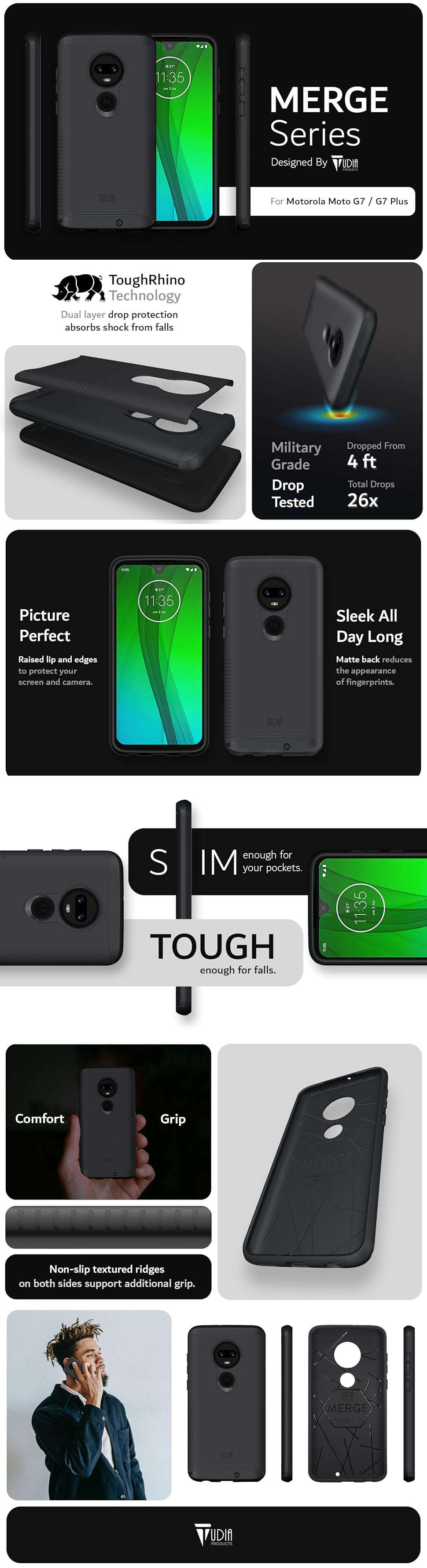 MERGE Series Heavy Duty Case for Motorola G7 / G7 Plus – Dual Layer, Shockproof, and Durable Protection - TUDIA Products