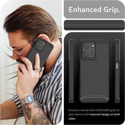 TUDIA Merge jet black rugged case for Moto G Play 5G 2025 with raised edges and enhanced grip

