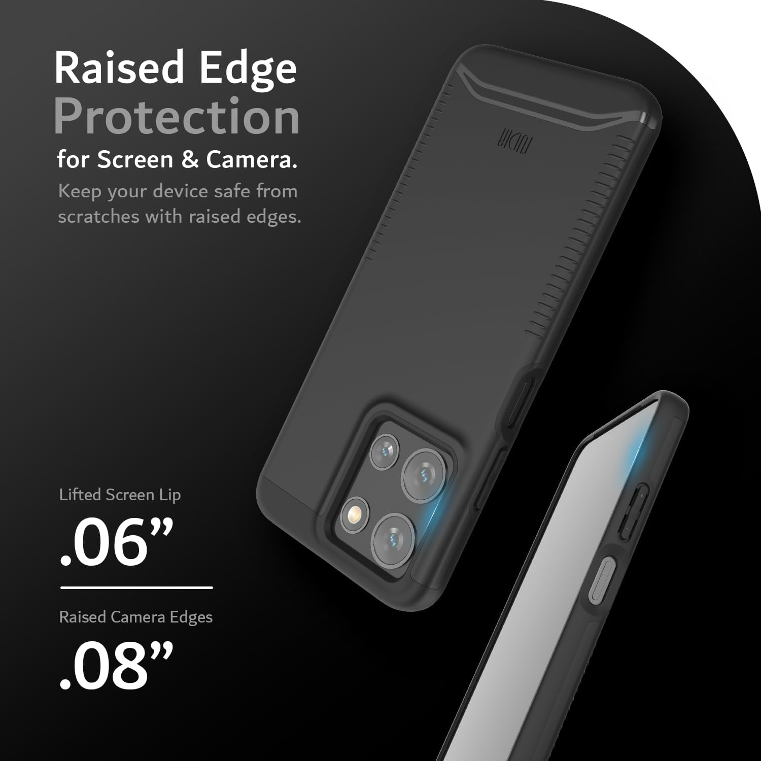TUDIA Merge jet black rugged case for Moto G Play 5G 2025 with raised edges and enhanced grip
