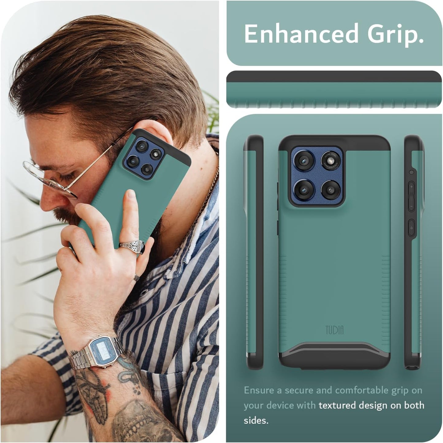 Hunter Green TUDIA MergeGrip Case for Motorola Moto G Stylus 5G (2025) – Military Grade Protection, Raised Edges, Enhanced Grip