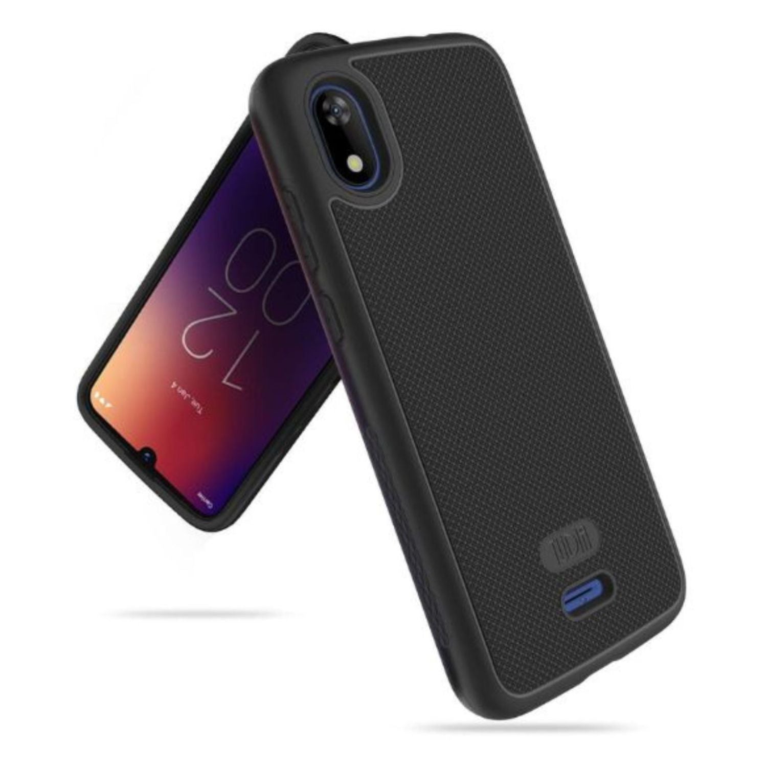TUDIA MergeGrip Heavy Duty DualShield Case in Matte Black for Moxee M2160 (MH-T6000), offering shockproof protection and a secure grip
