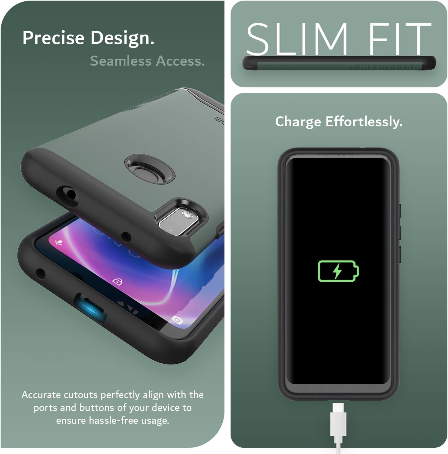 TUDIA Merge Dual Layer Rugged Case for NUU Mobile X6 Plus 6.1 Inch - Heavy Duty Shockproof Cover with Seamless Button Access - Black