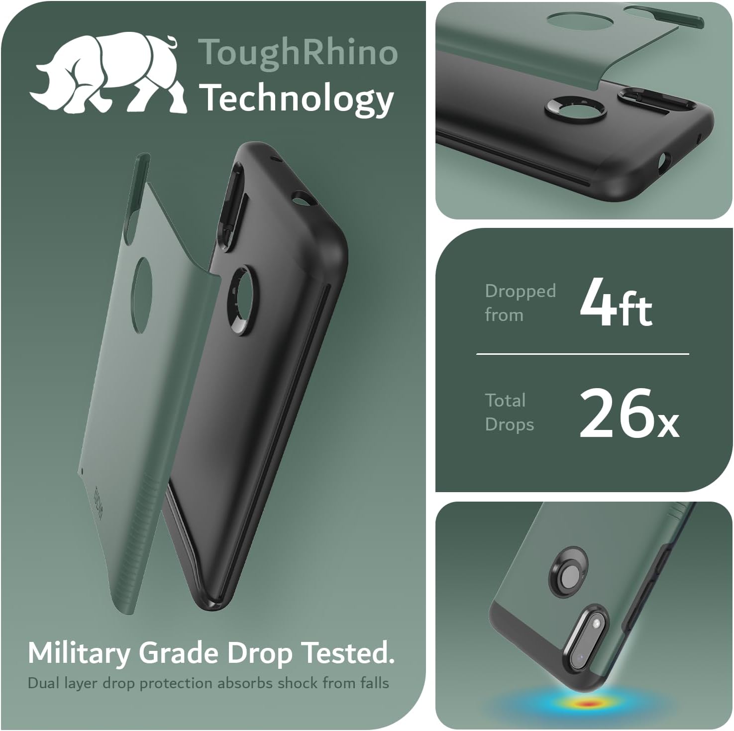 TUDIA Dual Layer Heavy Duty Case for NUU Mobile X6 Plus 6.1" – Military Grade Drop Protection, Shockproof Matte Black Cover