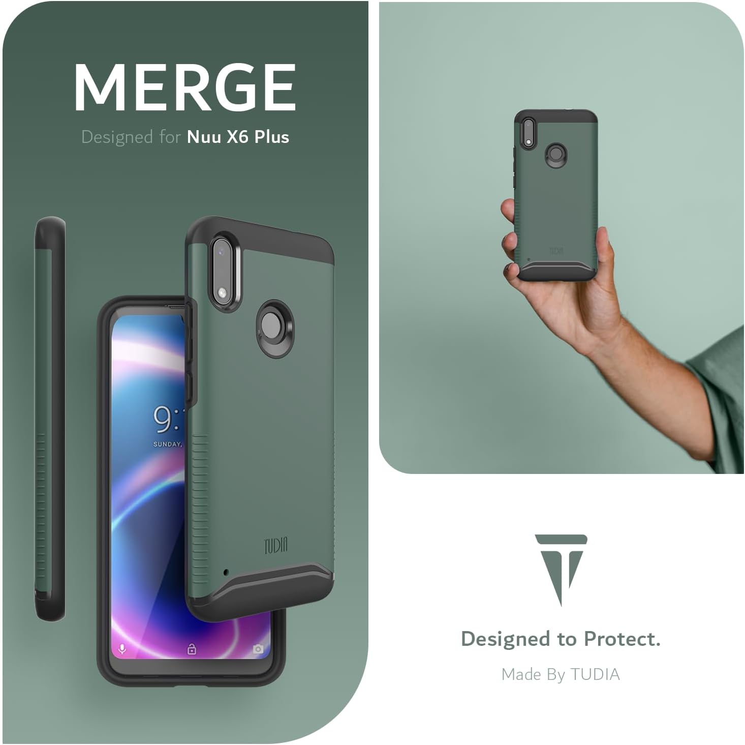TUDIA Merge Heavy Duty Dual Layer Black Case for NUU Mobile X6 Plus 6.1 Inch – Shockproof Rugged Phone Cover