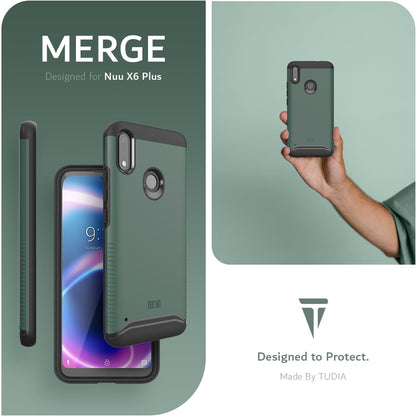 TUDIA Merge Heavy Duty Dual Layer Black Case for NUU Mobile X6 Plus 6.1 Inch – Shockproof Rugged Phone Cover