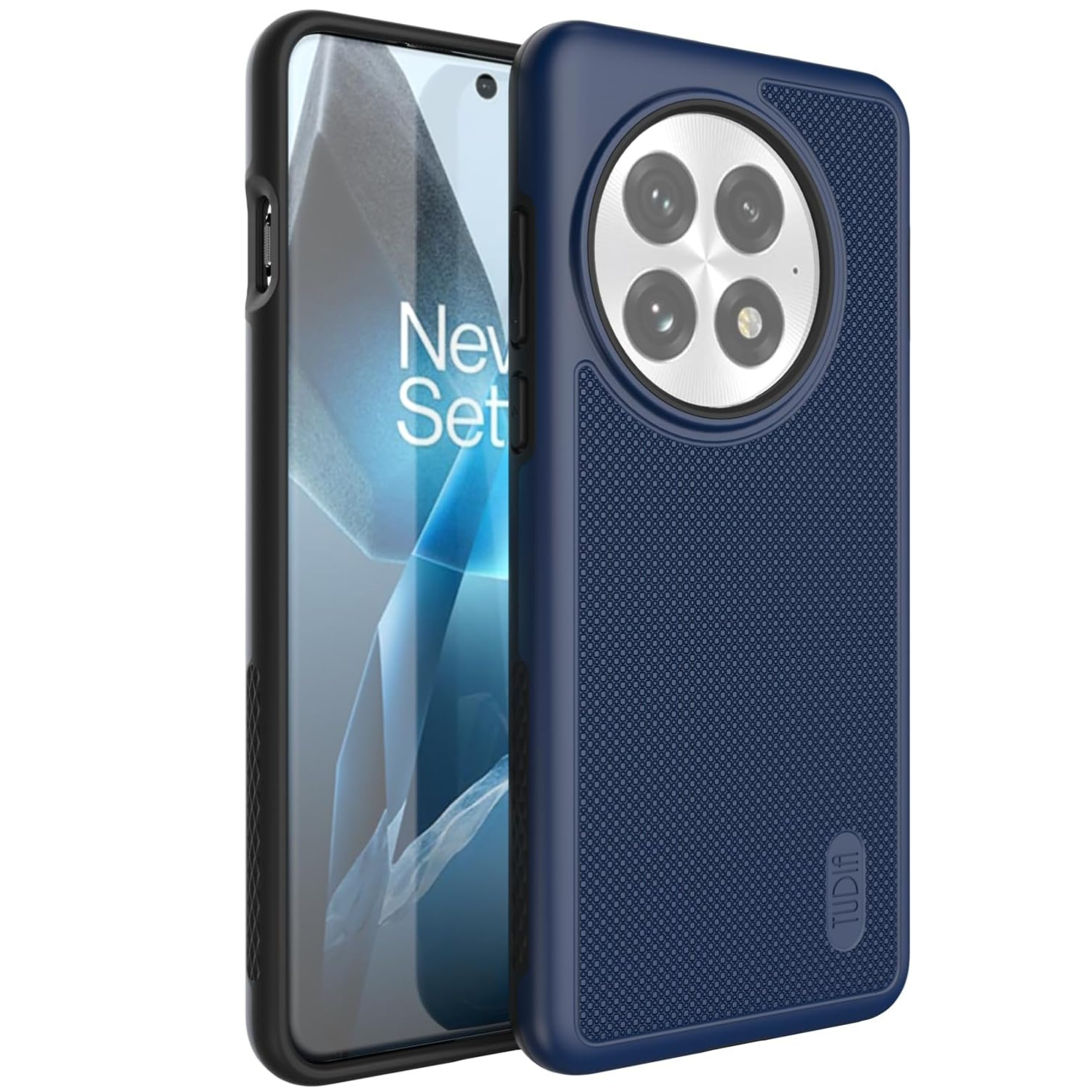 TUDIA Indigo Blue MergeGrip MagSafe case for OnePlus 13 5G (2025) with raised edge protection and enhanced grip


