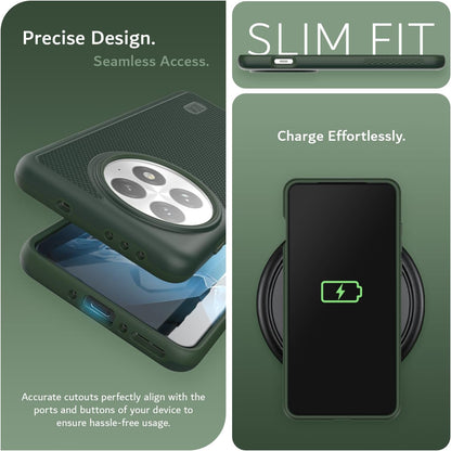 TUDIA Pine Green MergeGrip MagSafe case for OnePlus 13 5G (2025) with raised edge protection and enhanced grip
