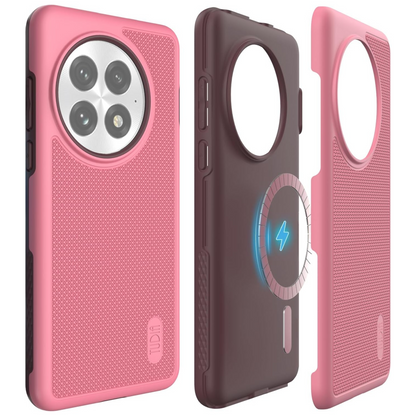 TUDIA Smokey Pink MergeGrip MagSafe case for OnePlus 13 5G (2025) with raised edge protection and enhanced grip
