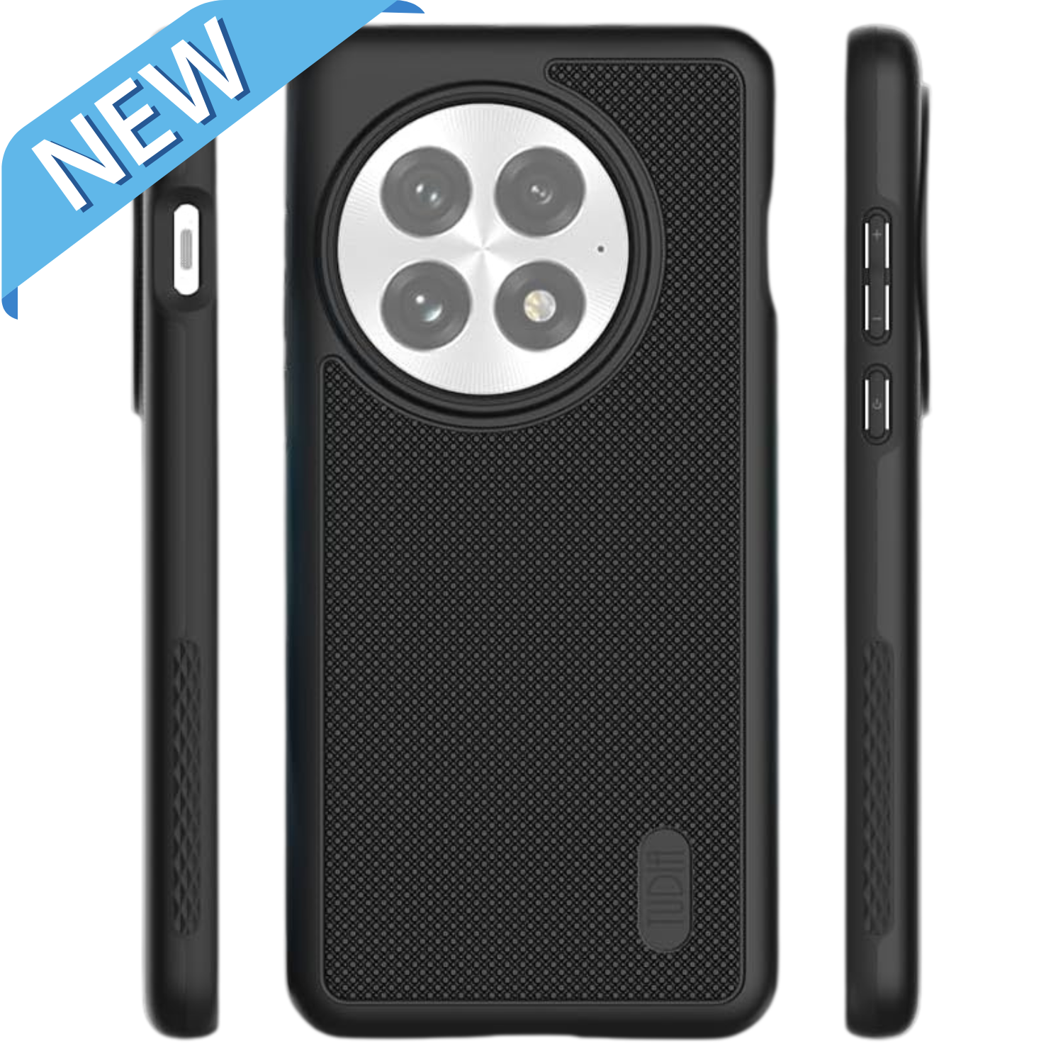 TUDIA Jet Black MergeGrip MagSafe case for OnePlus 13 5G (2025) with raised edge protection and enhanced grip

