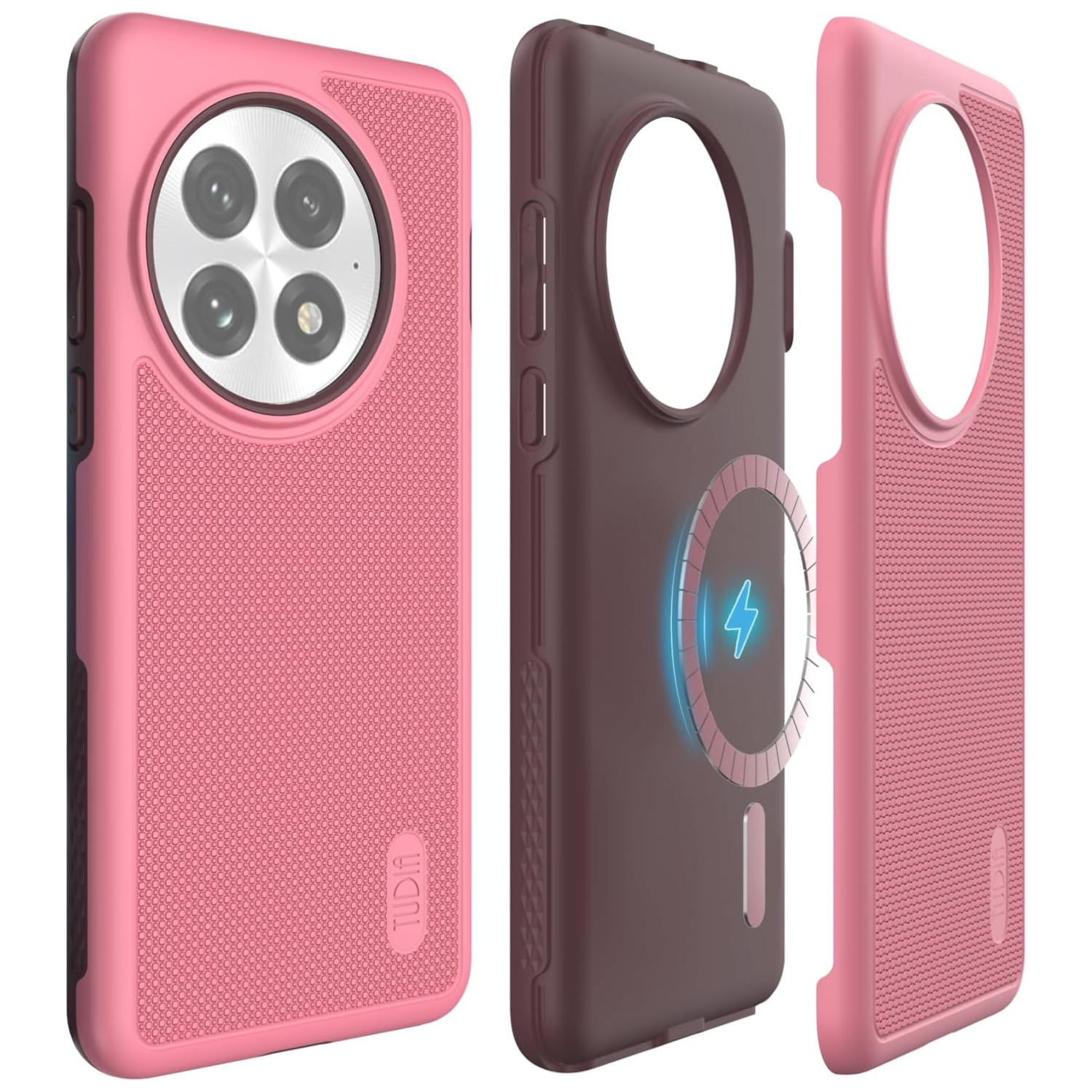 TUDIA MergeGrip Smokey Pink MagSafe Case for OnePlus 13 5G (2025) with Built-In Magnet