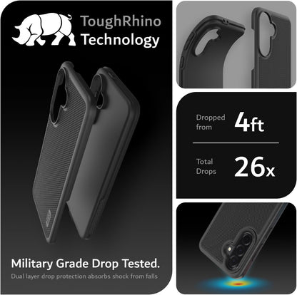 TUDIA black MergeGrip case for Samsung Galaxy A36 5G (2025) with raised edge protection and military-grade drop defense