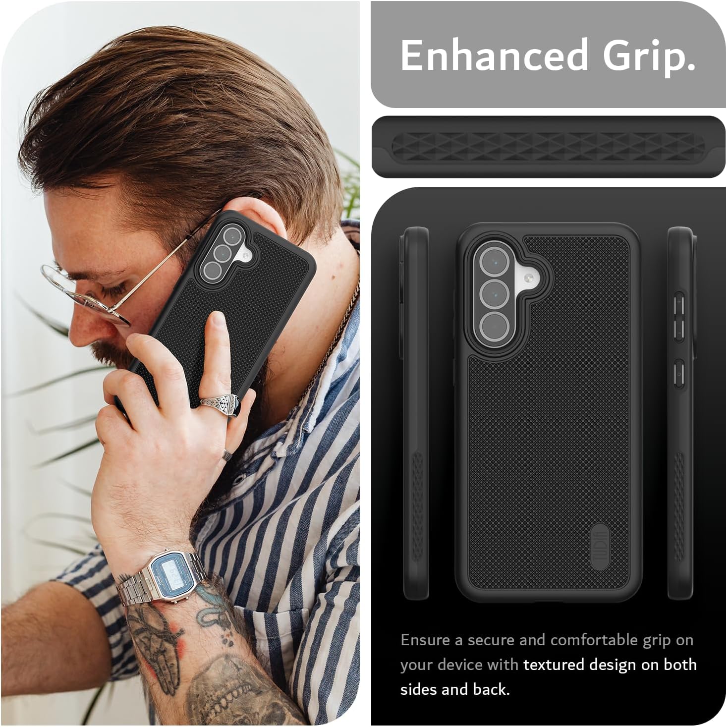 TUDIA black Merge case for Samsung Galaxy A56 5G – Military Grade, Raised Edge Protection, Drop Tested, Enhanced Grip

