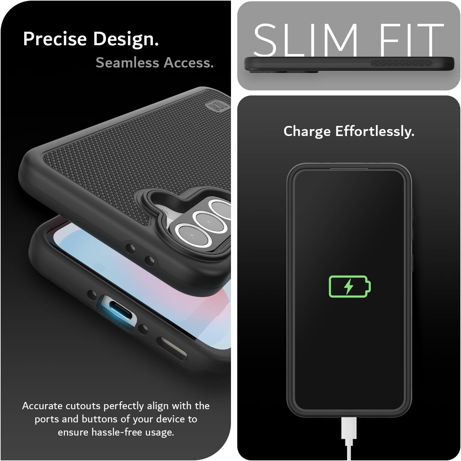 TUDIA black Merge case for Samsung Galaxy A56 5G – Military Grade, Raised Edge Protection, Drop Tested, Enhanced Grip

