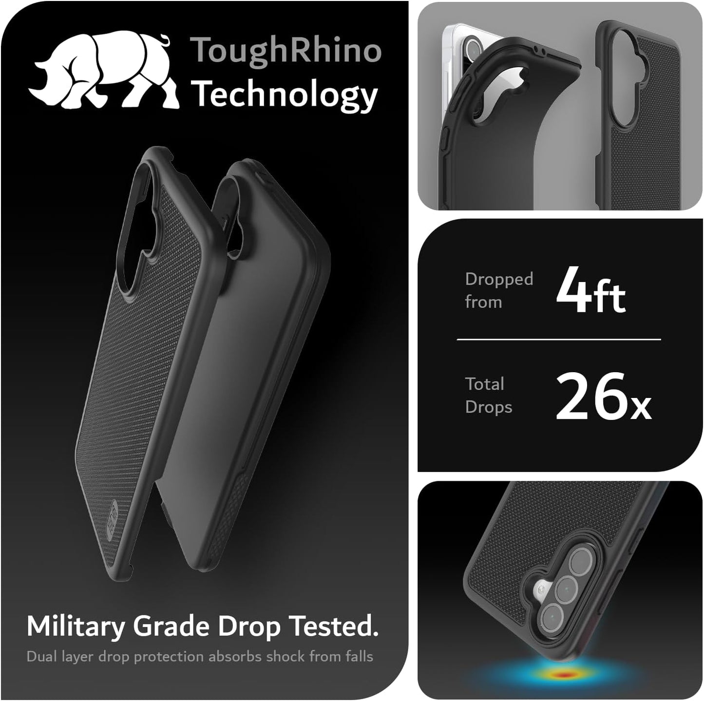 TUDIA black Merge case for Samsung Galaxy A56 5G – Military Grade, Raised Edge Protection, Drop Tested, Enhanced Grip


