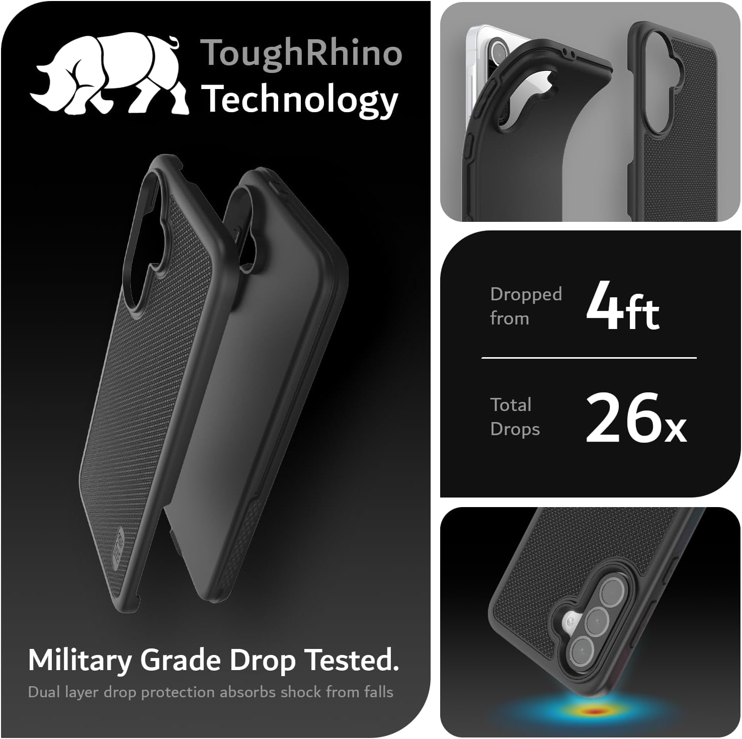 TUDIA black Merge case for Samsung Galaxy A56 5G – Military Grade, Raised Edge Protection, Drop Tested, Enhanced Grip

