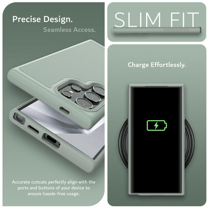 TUDIA MergeGrip Green Lily Case for Samsung Galaxy S24 Ultra – MagSafe Compatible with Built-in Magnet and Precise Access Design