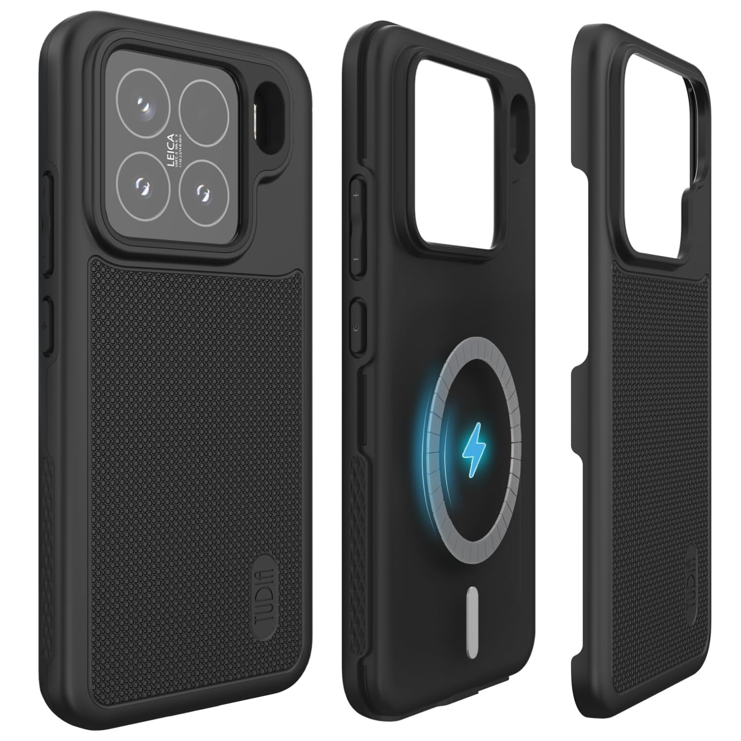 TUDIA MergeGrip Jet Black case for Xiaomi 15 5G – Military Grade, Raised Edge Protection, Enhanced Grip, Drop Tested (2025)

