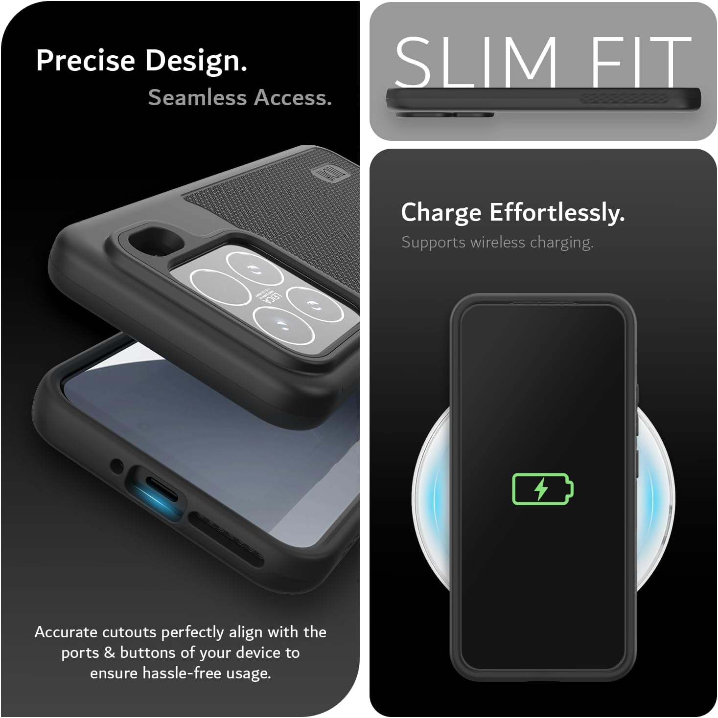 TUDIA MergeGrip Jet Black case for Xiaomi 15 5G – Military Grade, Raised Edge Protection, Enhanced Grip, Drop Tested (2025)

