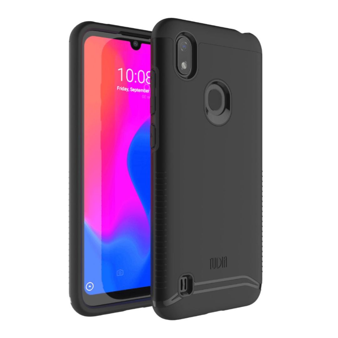 Matte Black MERGE Heavy Duty Dual Layer Case for Visible ZTE Blade A7 Prime – Rugged Shockproof Protective Phone Cover