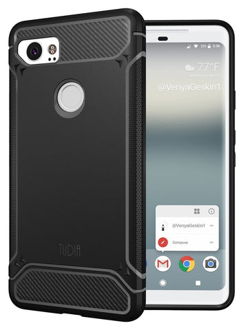 TUDIA Carbon Fiber Design Lightweight [TAMM] TPU Bumper Shock Absorption Cover for Google Pixel 2 XL (2017)